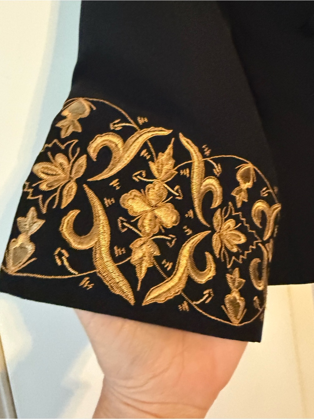 Black Jacket with Gold Embroidered Collar & Cuffs - Picture 3 of 7